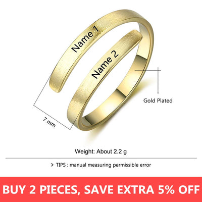 Personalized Ring Customize Engraved Names 3 Colors Available Adjustable Rings for Women Anniversary Jewelry (JewelOra RI103498)