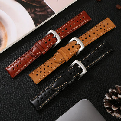 Cowhide Leather Watch Strap 18mm 19mm 20mm 22mm Watchband Vintage Wrist Band Accessories Quick Release Replacement Belt For Men