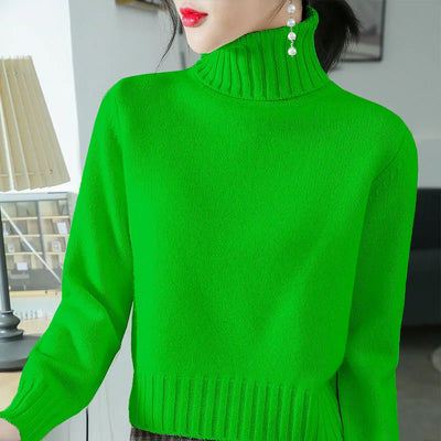 Fashion Turtleneck Knitted Solid Color All-match Sweater Women's Clothing 2022 Autumn New Casual Pullovers Loose Korean Tops
